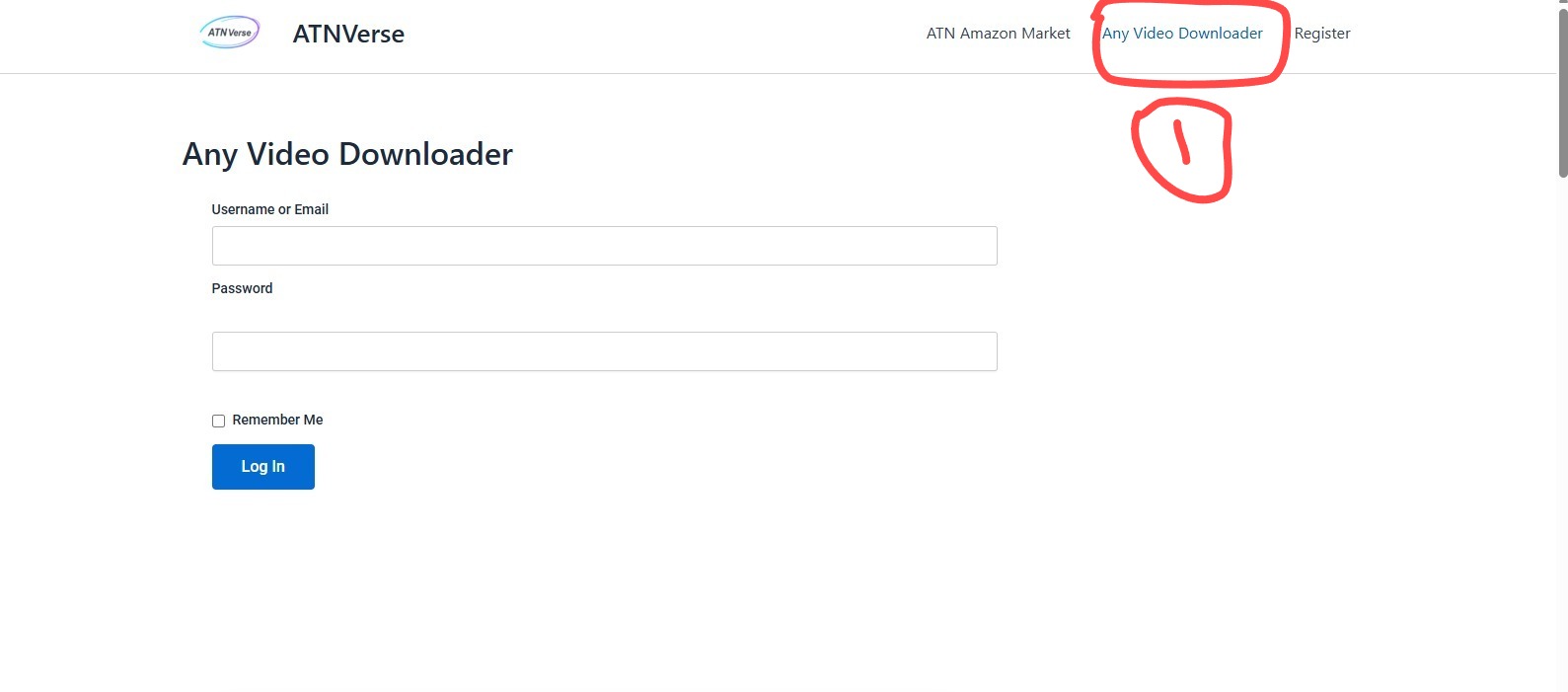 ATNverse any video downloader page menu option open