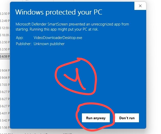 windows run anyway option for atnverse downloader software